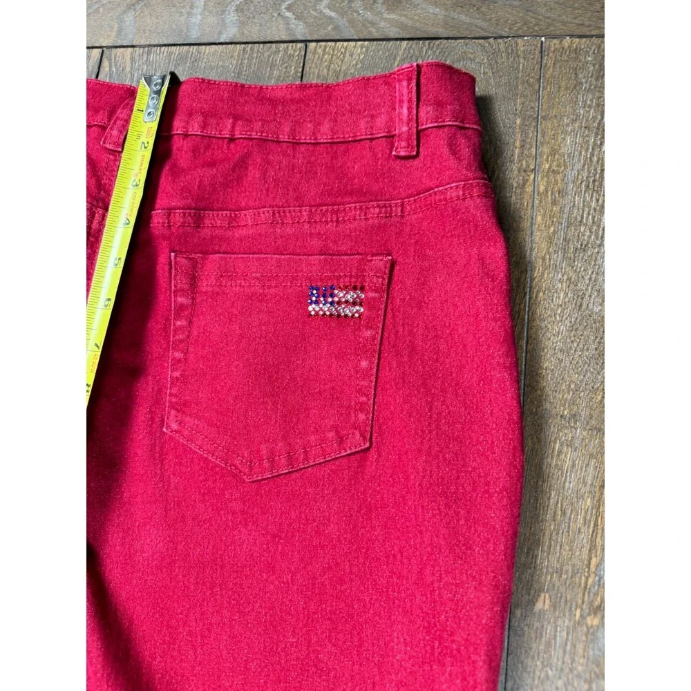 DG2 Diane Gilman Women's Size 12 Red Bootcut Jeans Stretch Denim Pants